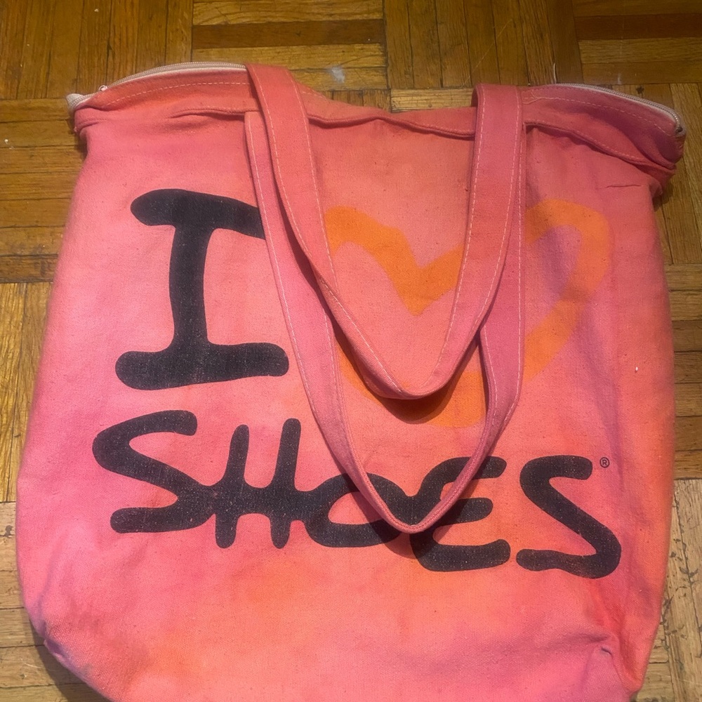 Pink zipper Tote Bag with Heart Design